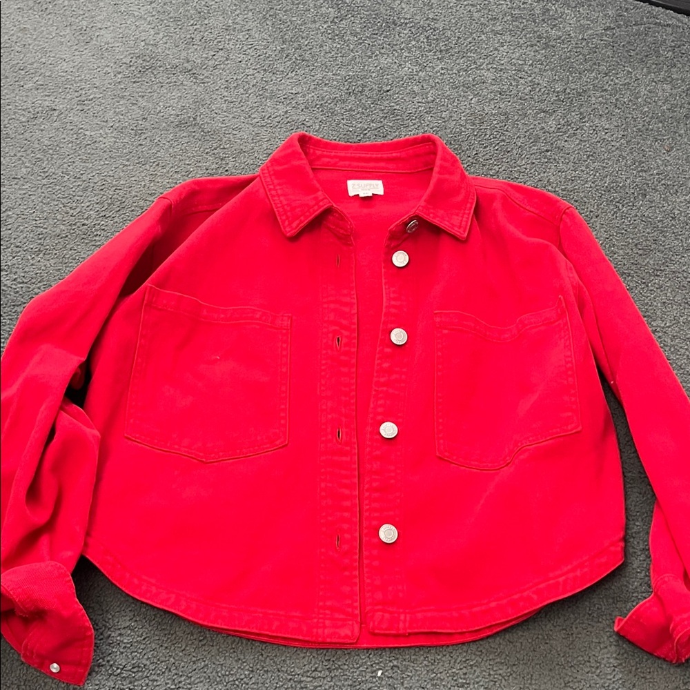 Z Supply Bold Red Denim Shirt